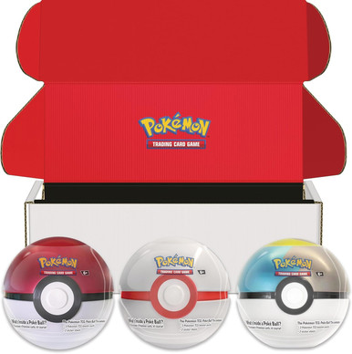 Pokemon Ball Tin Set of 3 In Display Box (Poke Ball, Premier Ball, and Moon Ball)
