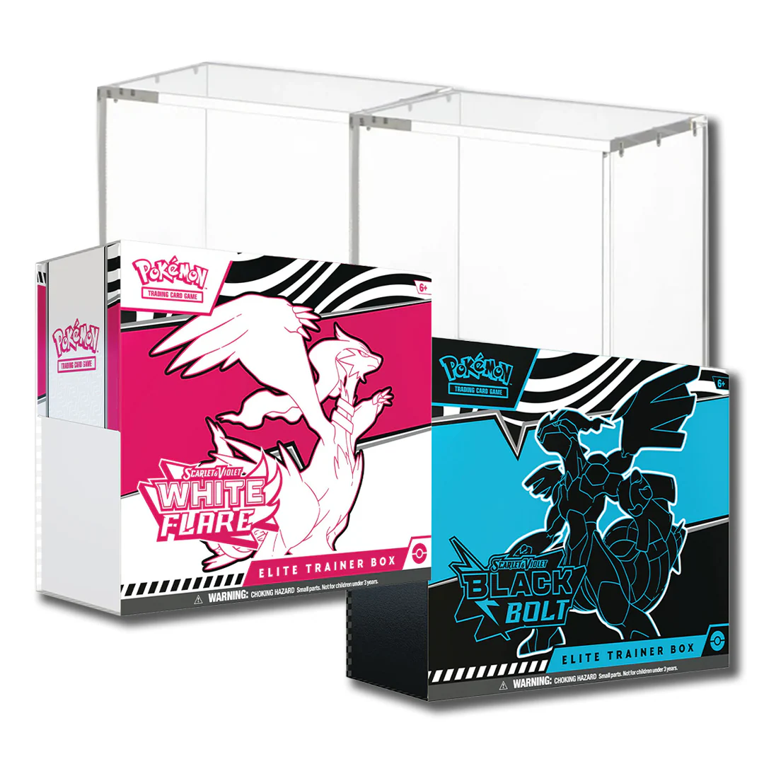 Pokemon TCG: Black Bolt & White Flare - 2 Elite Trainer Boxes + 2 Acrylic Cases Bundle
