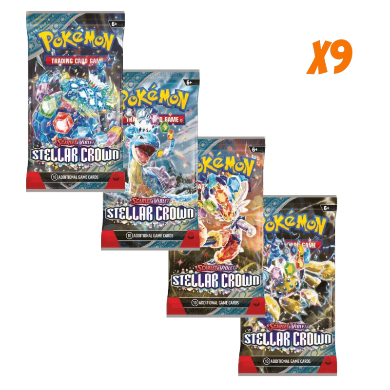 Pokemon Stellar Crown Booster Pack Bundle (9 Packs)