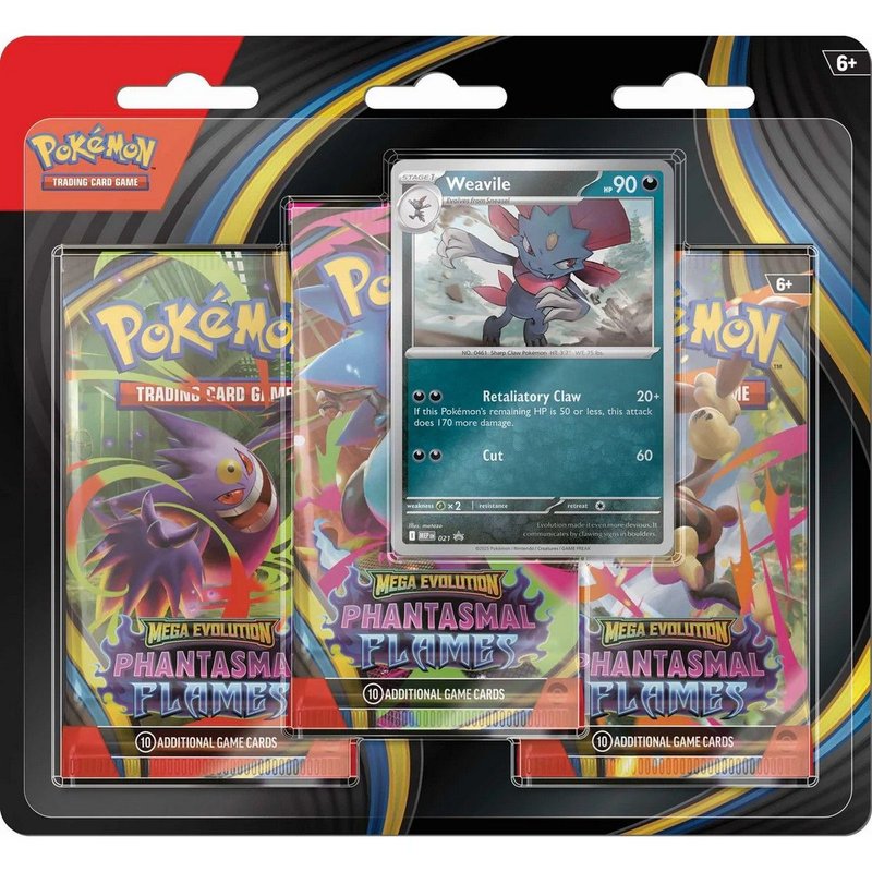 Pokemon TCG: Mega Evolution Phantasmal Flames - 3 Pack CDU - Weavile