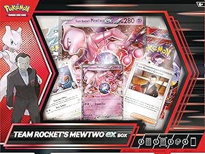 Pokemon TCG: Team Rockets Mewtwo ex Box (3 Foil Promo Card, 1 Oversize Foil Card & 4 Booster Packs)