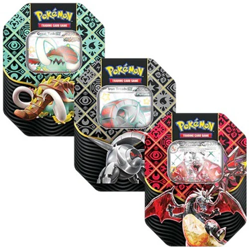 Pokemon Paldean Fates Standard Tins Set of 3 (Charizard, Great Tusk, Iron Treads)