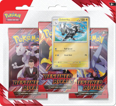 Scarlet and Violet Destined Rivals 3 Pack Blister Zebstrika