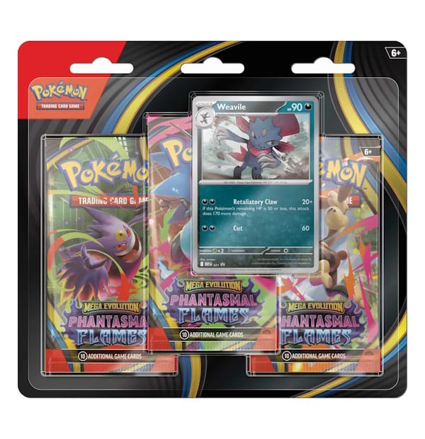 Pokémon Trading Card Game: Mega Evolution Phantasmal Flames Booster 3 Pack Blister Weavile