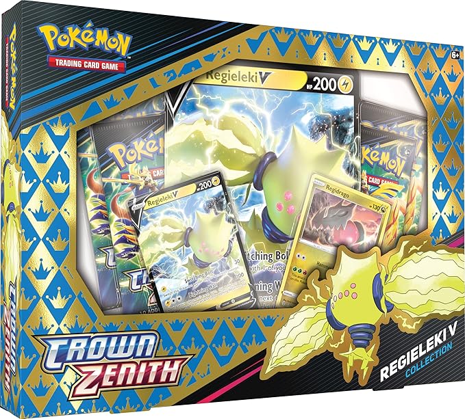 Pokemon TCG: Crown Zenith Collection - Regieleki V (2 Foil Promo Cards 1 Foil Oversize Card & 4 Booster Packs)