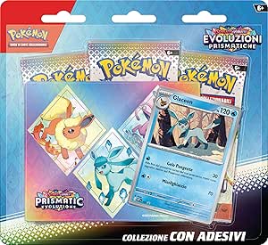 Pokemon TCG: Scarlet and Violet Glaceon Sticker Collection - Prismatic Evolutions (one Holographic Promo Card and Three Expansion Packs)